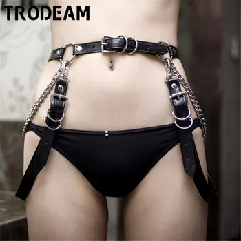 

TRODEAM Leather Harness Women Waist Belts Stocking Sexy Lingerie Fetish Wear High Waist Thigh Harness Leg Straps Suspender Woman