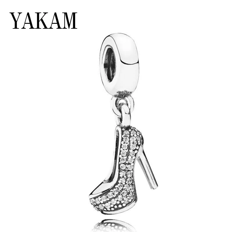 

Cubic Zirconia High Heels Shoes Pendant Beads DIY Fit Original Pandora Charms Bracelet Pulseras Shoe Dangle Bayan Luxury Jewelry