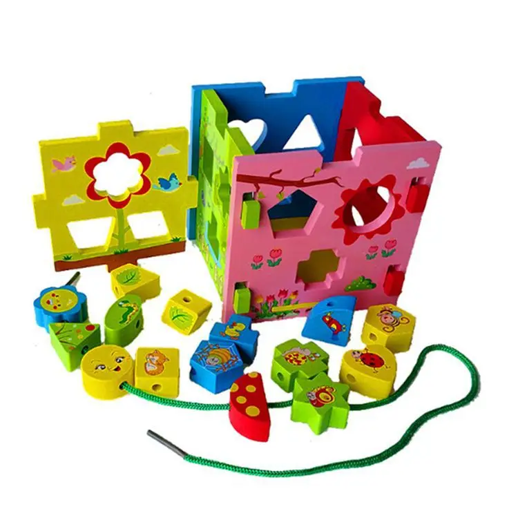 

Baby Children Building Blocks Beaded Bracelet Multi-functional Fifteen Hole Intelligence Box Shape Matching Building Blocks 0-3-