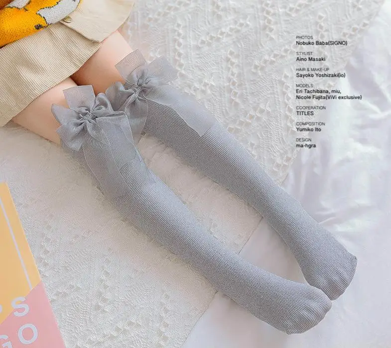 girls kittens Stockings lace knowknot girl thigh Knee socking half Heap socks Bright silk 3-10Years 5colors TZ05