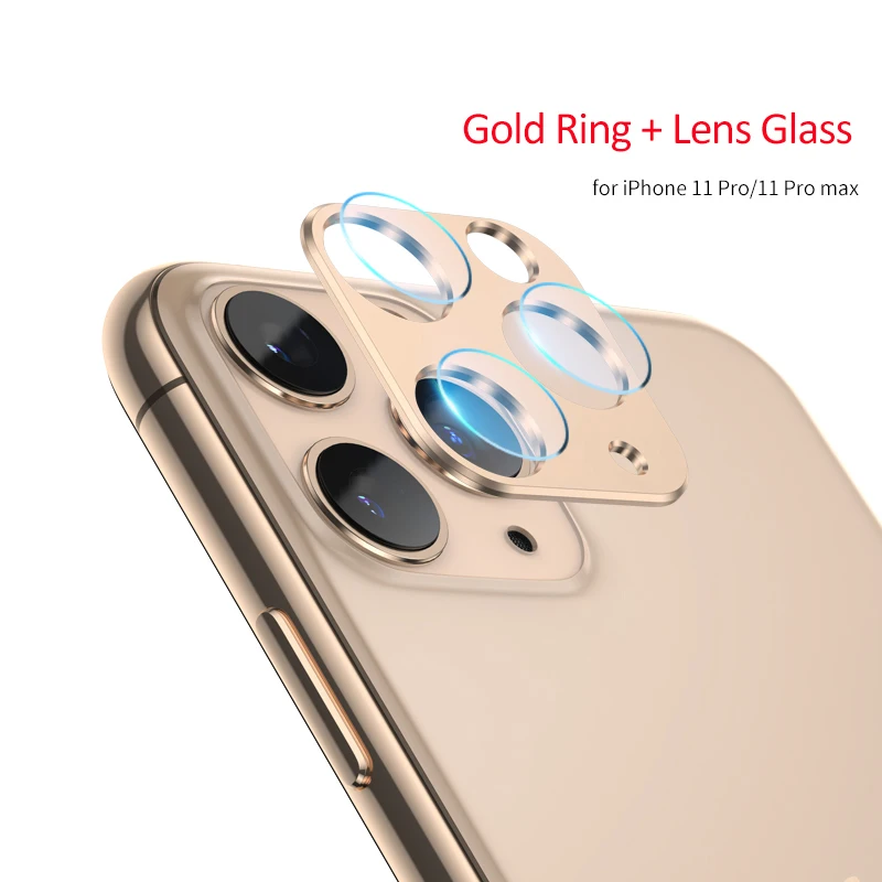 Для iPhone 11 Pro Max пленка из закаленного стекла задняя крышка объектива камеры металлическое защитное кольцо чехол для iPhone 11 защита экрана - Цвет: Золотой