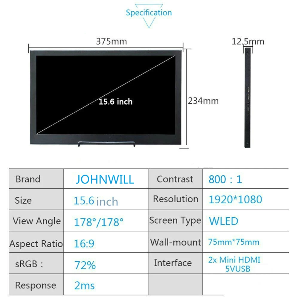 15,6 дюймовый ips игровой монитор 1920x1080 HD Тонкий портативный монитор с HDMI, аудиовыход, питание от USB, встроенный динамик для PS4/3