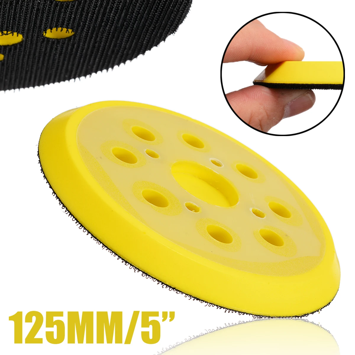 5 Inch 8 Hole 125mm Back-up Sanding Pad 4 Nails Hook and Loop Sander Backing Pad for Electric Grinder Power Tools Accessories