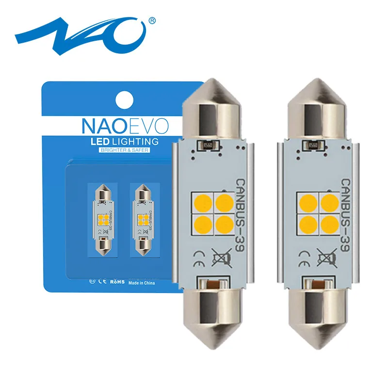 NAO C5W светодиодный 31 мм 41 36 фестон 39 44 C10W лампа для салона автомобиля светильник SMD