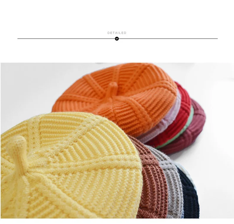 Fashion Striped kid girl crochet beret cap New baby child boy knitted cap Winter warm hat Bone gorros beret cap for men