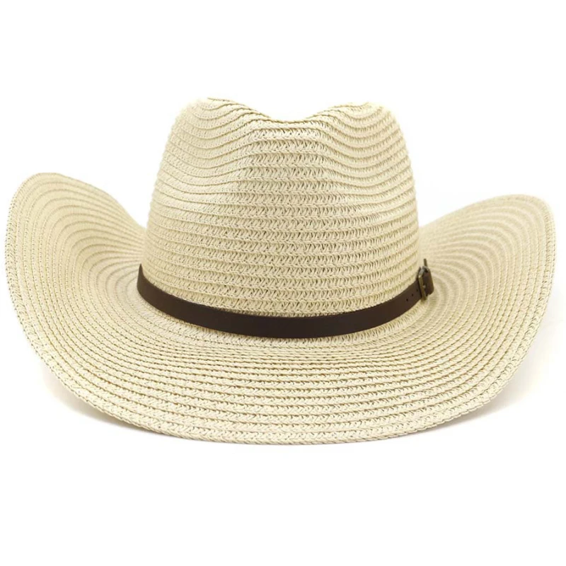 Chapeau de Cowboy De Paille D'été Plage Panama Chapeaux de Soleil Hommes et Femmes Large Bord Fedora Cowgirl Western Soirée à Thème 