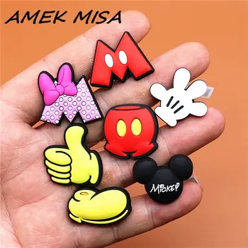 

Novel Single Sale Cartoon Character Shoe Charms Accessories Cute Mickey Minnie Garden Shoe Decoration for croc jibz Kid's X-mas