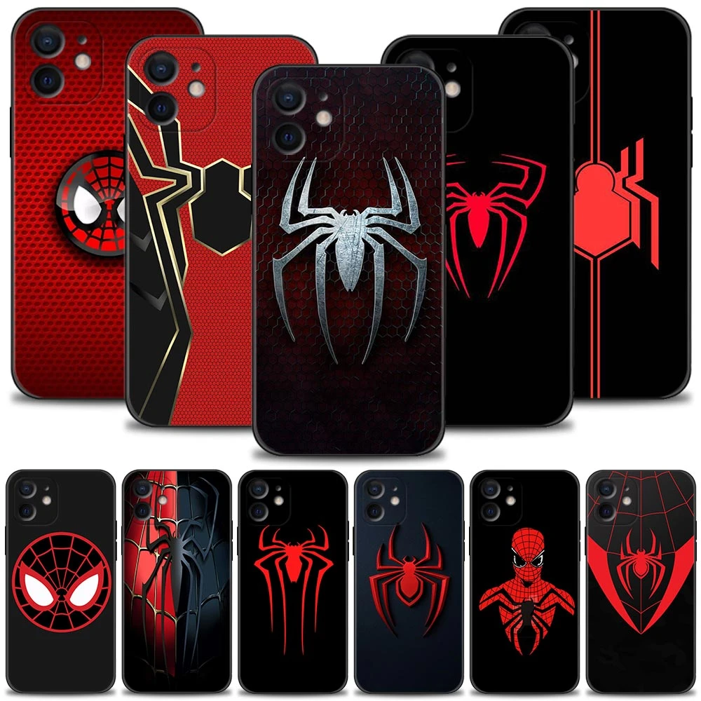 Silicone Phone Case For iPhone 13 12 11 Pro Max Mini XS X XR 7 8 6 6S Plus Thin Soft Cover Shell Marvel superior spider-man logo cases for iphone 11