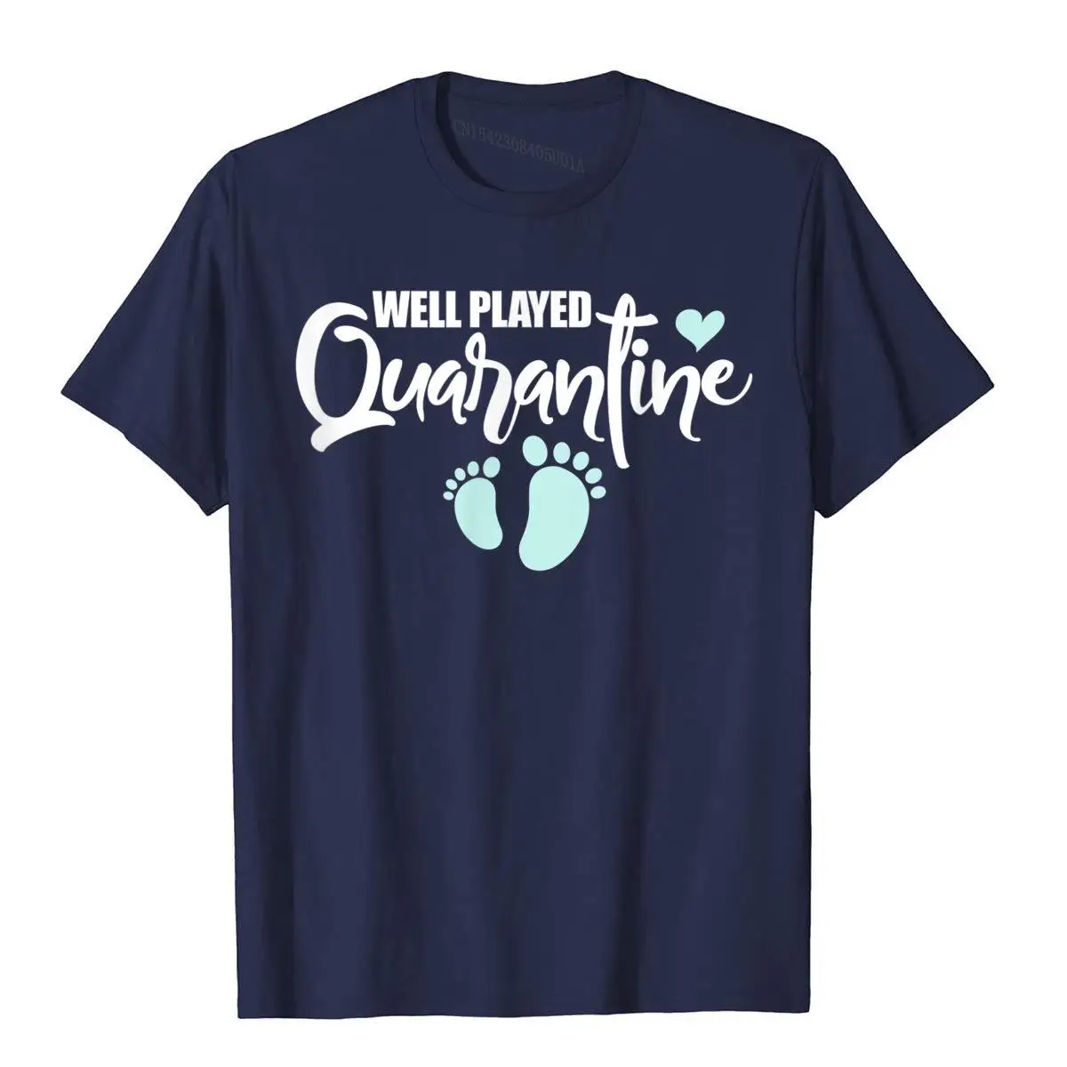 Quarantine Pregnancy Announcement Funny Mom Dad to be T-Shirt__B8672navy