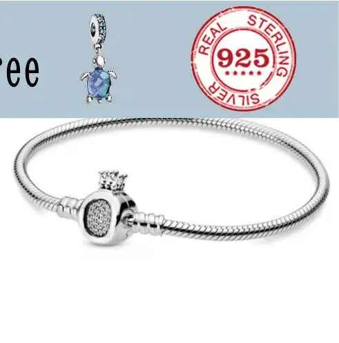 925 стерлингового серебра браслет pandora моменты Корона O & цепь змейки подходит для