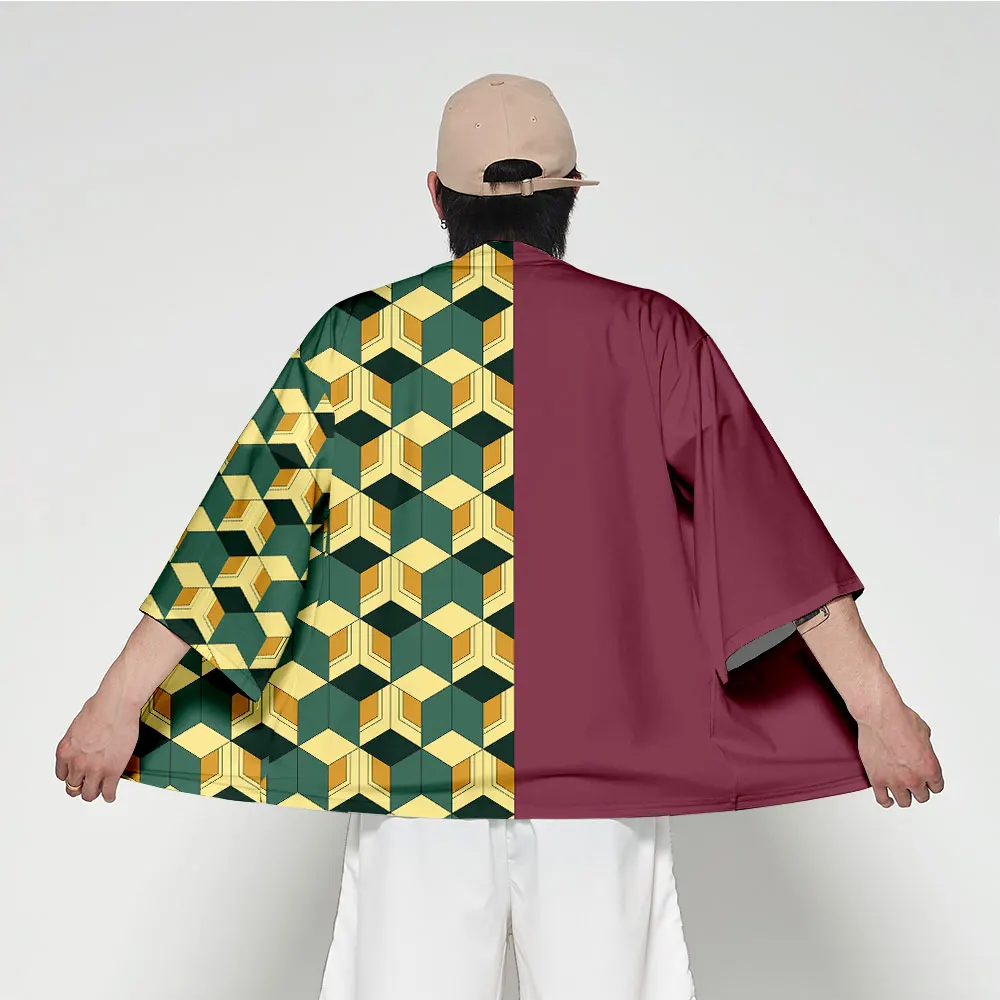 FCCEXIO Women Men Summer Casual Cool Streetwear Demon Slayer Kimetsu No Yaiba Print Japanese Anime Kimono Haori Yukata Cosplay -Zentai shop online Hd13dd9059bb94eac874a2190f75568437.jpg