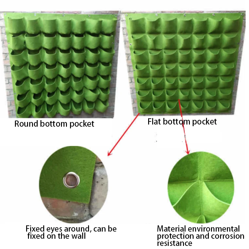 Настенный посадки сумки 9/18/25/36/49/56/64 карманы зеленый мешок расти ящик для комнатных растений, вертикальный в виде садовых овощей жизни сумка продукты питания и напитки
