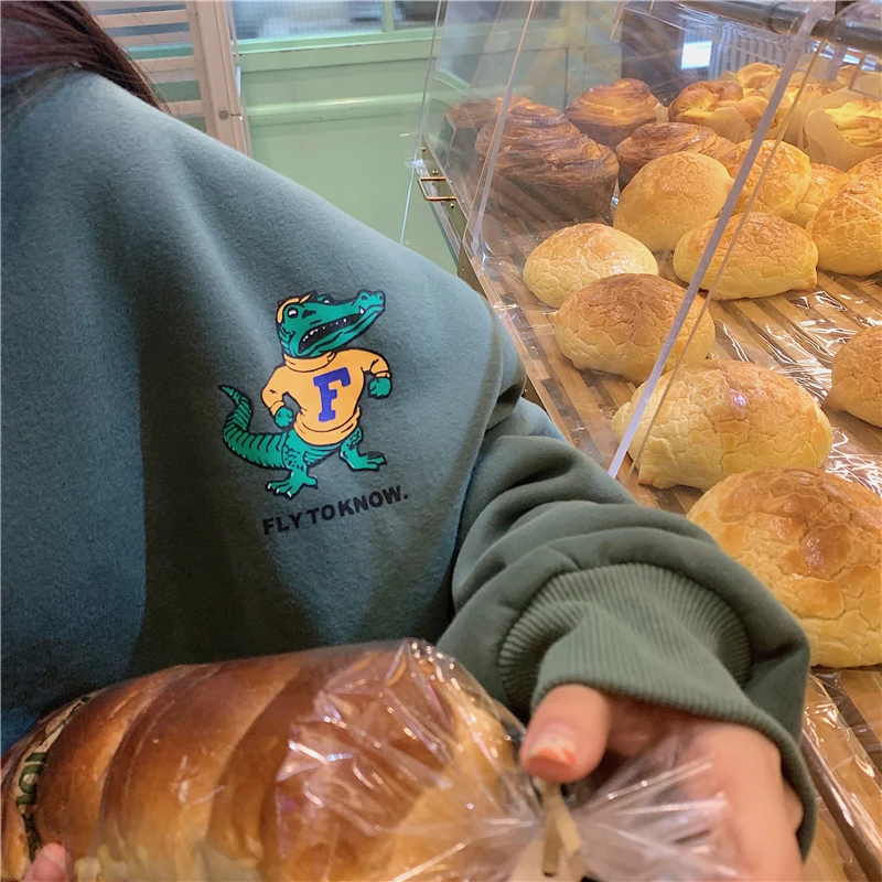 Милые толстовки с вышивкой больших размеров женские свитшоты новые толстовки с вышитыми героями мультфильмов