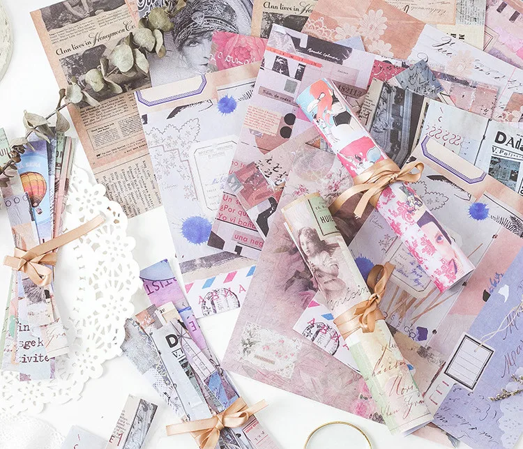 

4 Designs Mixed Total 8 Sheets DIY Floral Sticky Deco Paper Pack 16.5cm*16.5cm