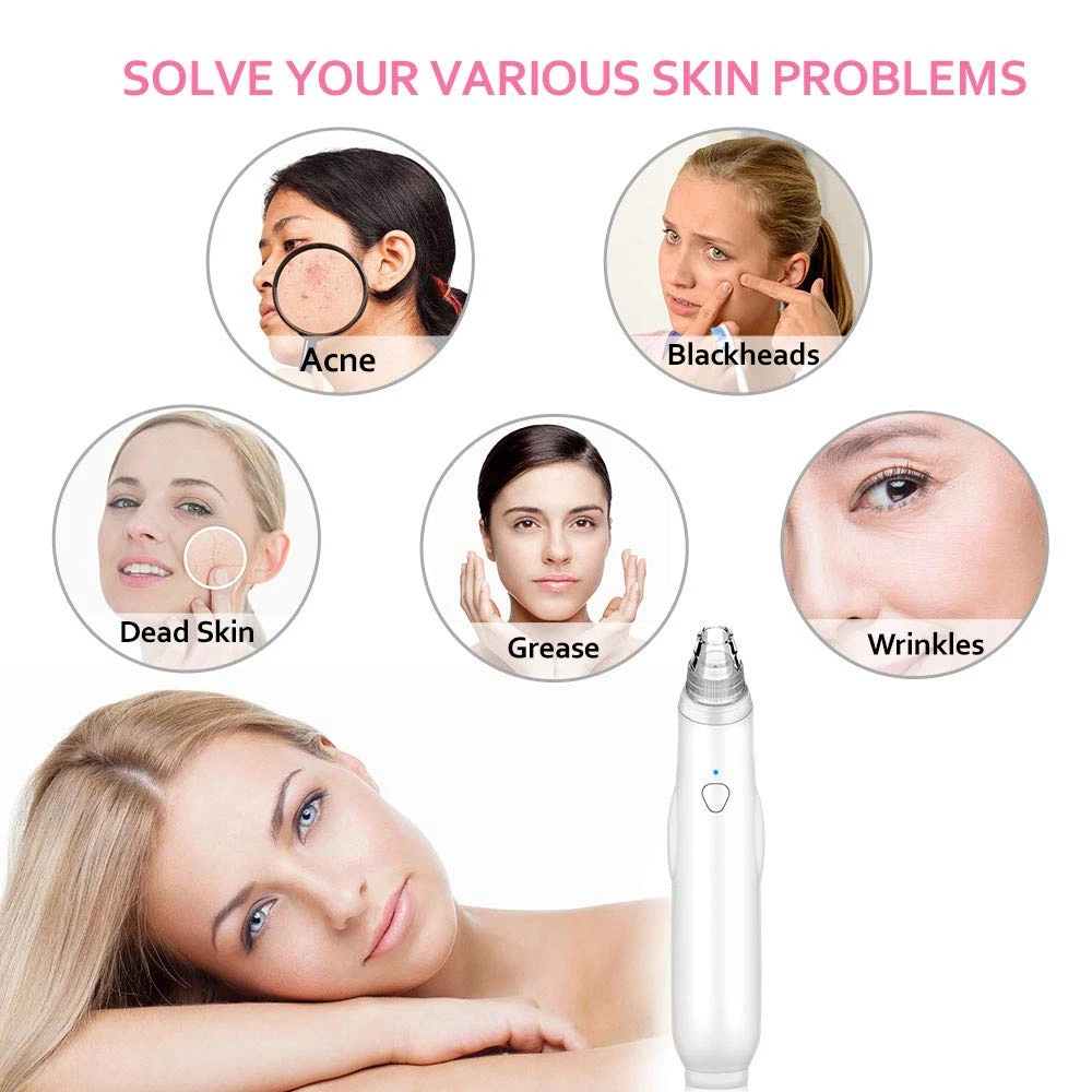 

Blackhead Remover Vacuum Tips - Electric Hole Cleaner Rechargeable Blackhead Extractor Facial Hole Deep Cleanser Acne Comedone P