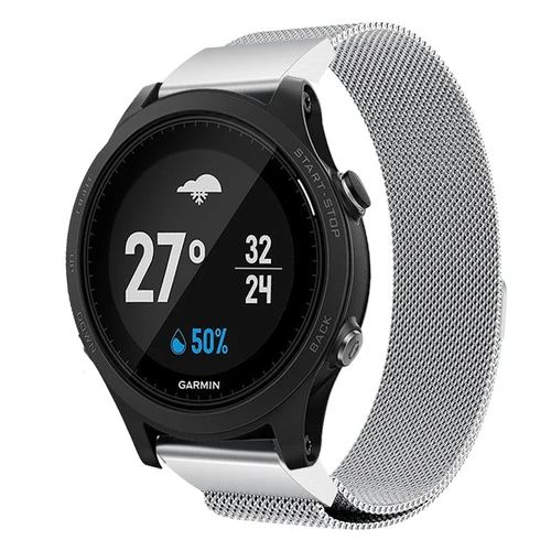 Серебристый Ремешок для смарт-часов Garmin инстинкт Миланский ремешок Ремешок для наручных часов Fenix 6/5/5 Plus/Forerunner 945 Смарт Браслет замена Correa - Цвет: Серебристый