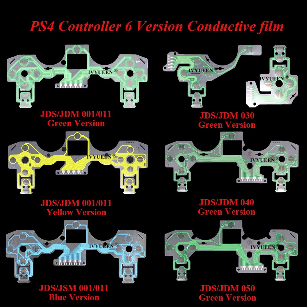 IVYUEEN 10 шт для Dualshock 4 PS4 DS4 PRO Slim проводящая пленка для контроллера пленка проведения пленка для клавиатуры гибкий кабель JDM 050 040 030 011