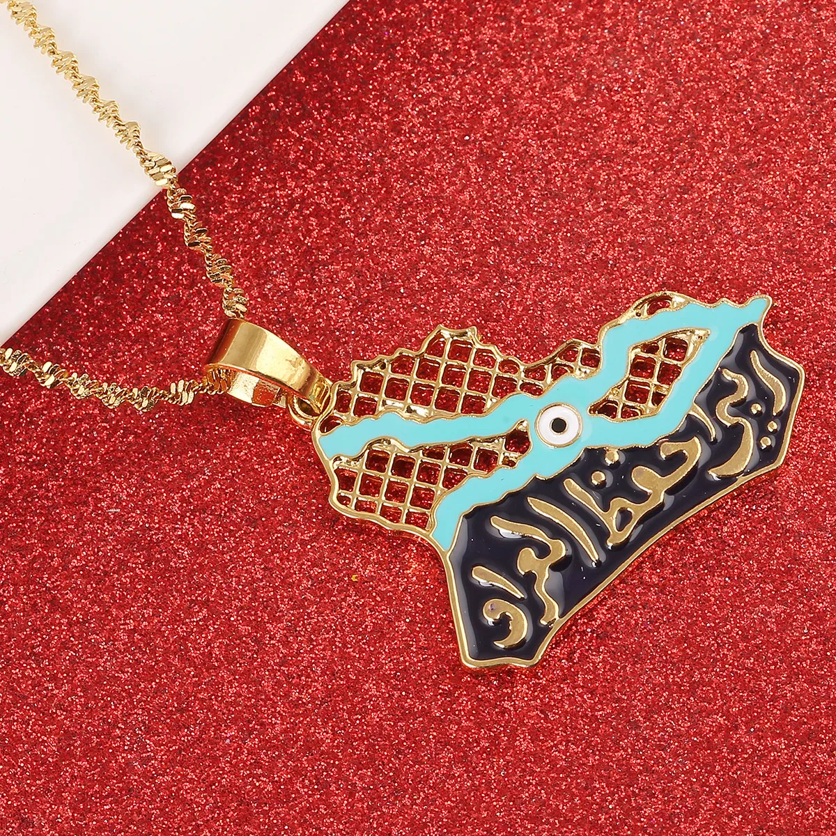 Ираковая карта, кулон, ожерелья для женщин и мужчин, мусульманские, ираки, голубой глаз, ислам, ювелирные изделия