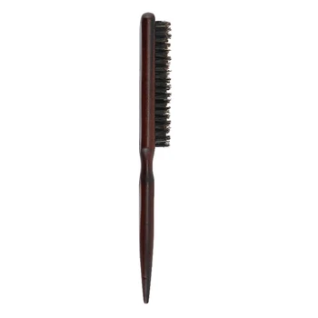 

New Salon Comb Hair Teasing Brush Wooden Handle Back Comb Natural Boar Bristle