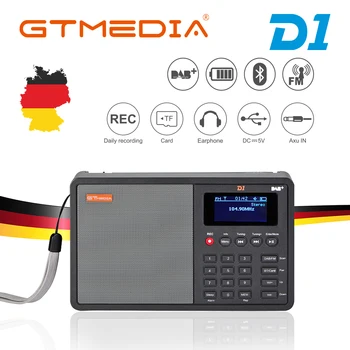 

GTMEDIA D1 Portable Radio FM DAB Radio with 18650 FM DAB+/FM+BT/Card/AUX Speaker with LCD Display Alarm Clock