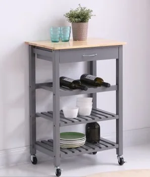 

Solid Pine Top Kitchen Island Trolley Three-layer Shelf Rack with Universal Wheel Kitchen trolley with caster solid pine top HWC