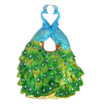 

UEETEK 1pc Resin Adornment Vivid Peacock Shape Decoration Delicate Desktop Handicraft for Home Room(Green)
