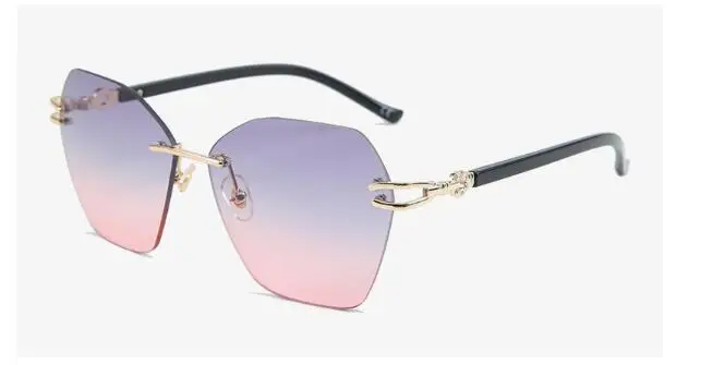 C3 gray pink Необычные роскошные солнцезащитные очки для женщин Новая мода обрезка очки Европа и Америка уличная beat tide без оправы Солнцезащитные очки - Цвет линз: C3 gray pink