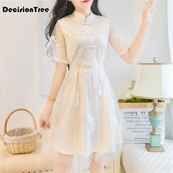 

2020 lace embroidery women chinese evening dresses short white cheongsam girls modern qipao wedding party dress bride chipao