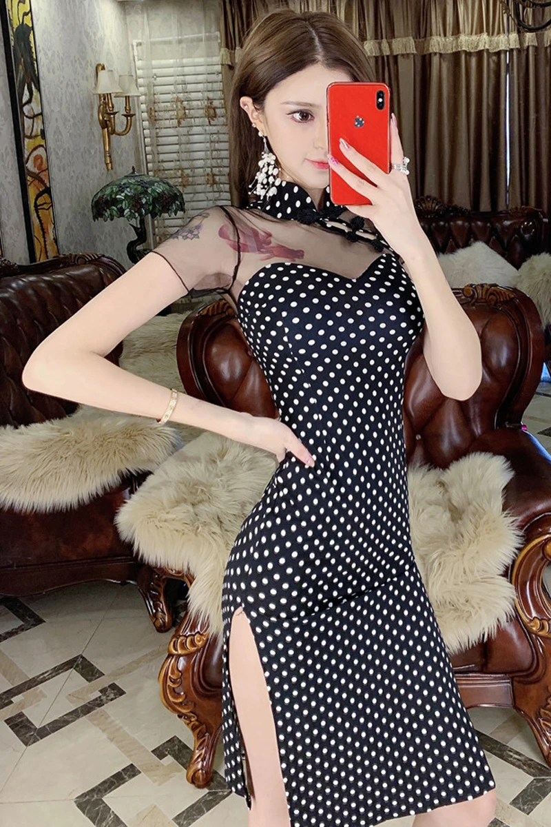 В китайском стиле для женщин современные qipao пикантная разлитые Ципао с воротником «Мандарин», элегантное платье в винтажном стиле; женская обувь для ночного клуба Вечерние Длинное Платье