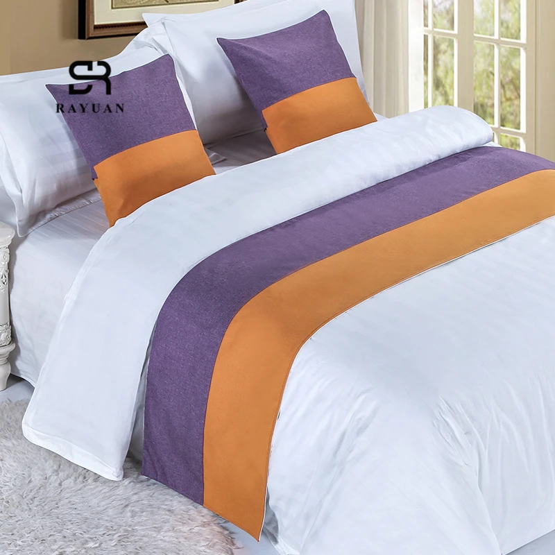 RAYUAN Color Matching Cotton Bedspread Bed Runner Throw Home Hotel Bedroom Bedding Decor Bed Tail Towel Decorative Protector