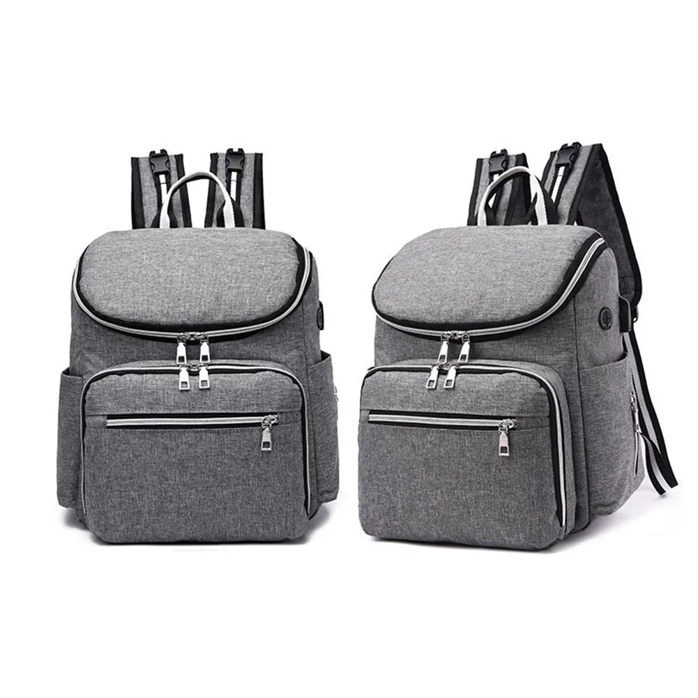 Grey Дышащий рюкзак для мамы, большая емкость, USB интерфейс, Подарочная прочная сумка для подгузников, многофункциональная сумка на молнии с несколькими карманами - Цвет: Grey