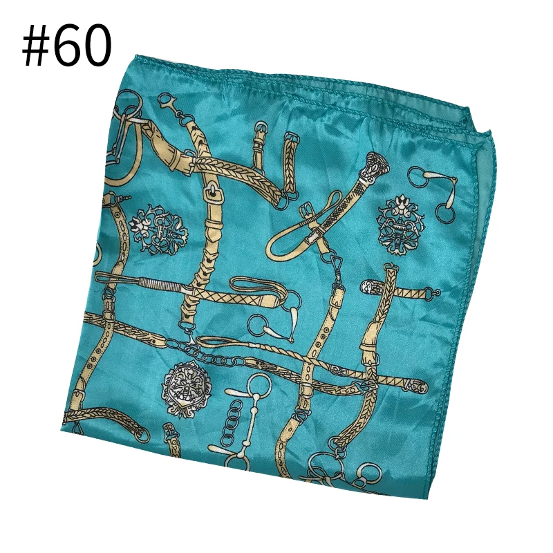 Number 60 color Лидер продаж, 50 шт. квадратный шарф, маленький винтажный Модный бандаж для волос, элегантный Тощий Ретро платок на голову, Шелковый сатиновый шарф 50 см* 50 см - Цвет: Number 60 color