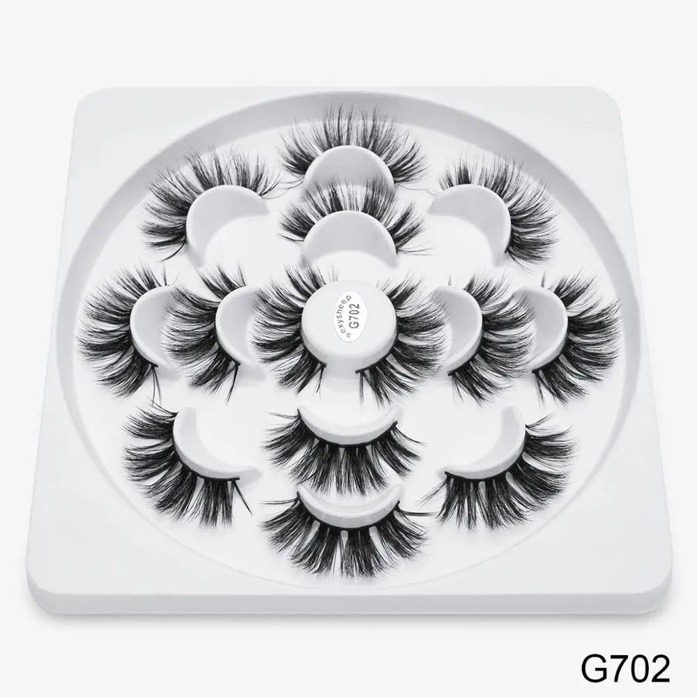 G702 Sexysheep 4/7 пар 3D ресницы ручной работы из натурального длинная шуба из искусственного ресницы серо-коричневого цвета Высокое качество накладные ресницы для наращивания набор для макияжа бровей, макияж - Цвет: G702