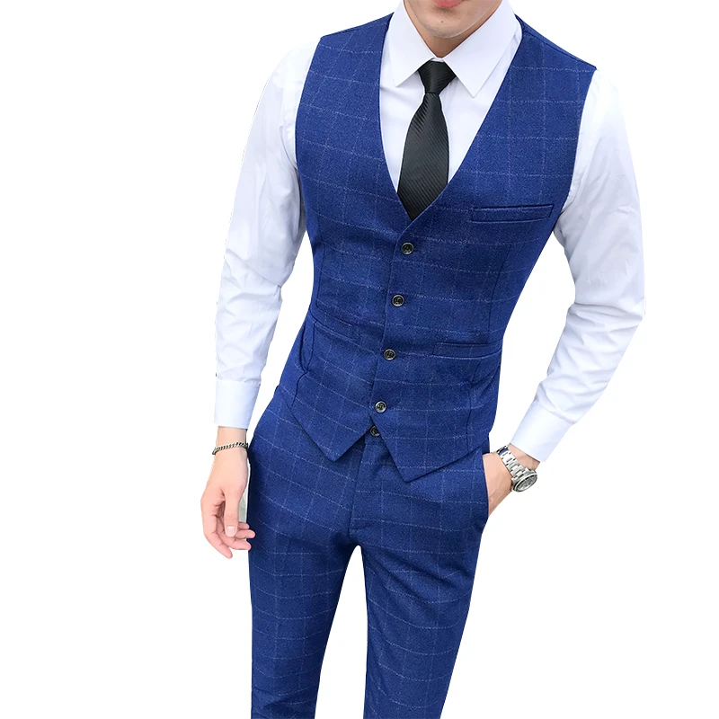blue suit vest