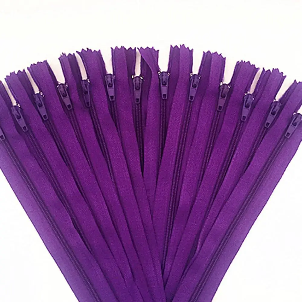10pcs(6/7/8/10/12/14/16/20/22/24 inch) Mix nylon zipper tailor sewer craftsman and FGDQRS - Цвет: Темно-фиолетовый