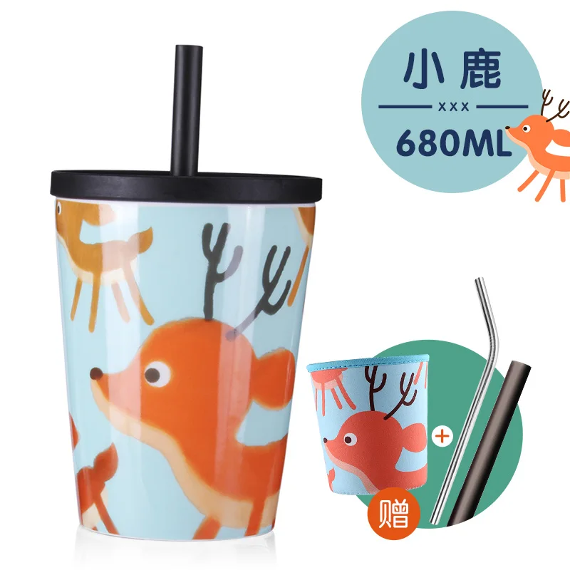 Мультяшная Милая кошка керамическая кофейная кружка с крышкой большой емкости кружки с животными креативная посуда для Кофе Чайные чашки керамические кружки 50kb79