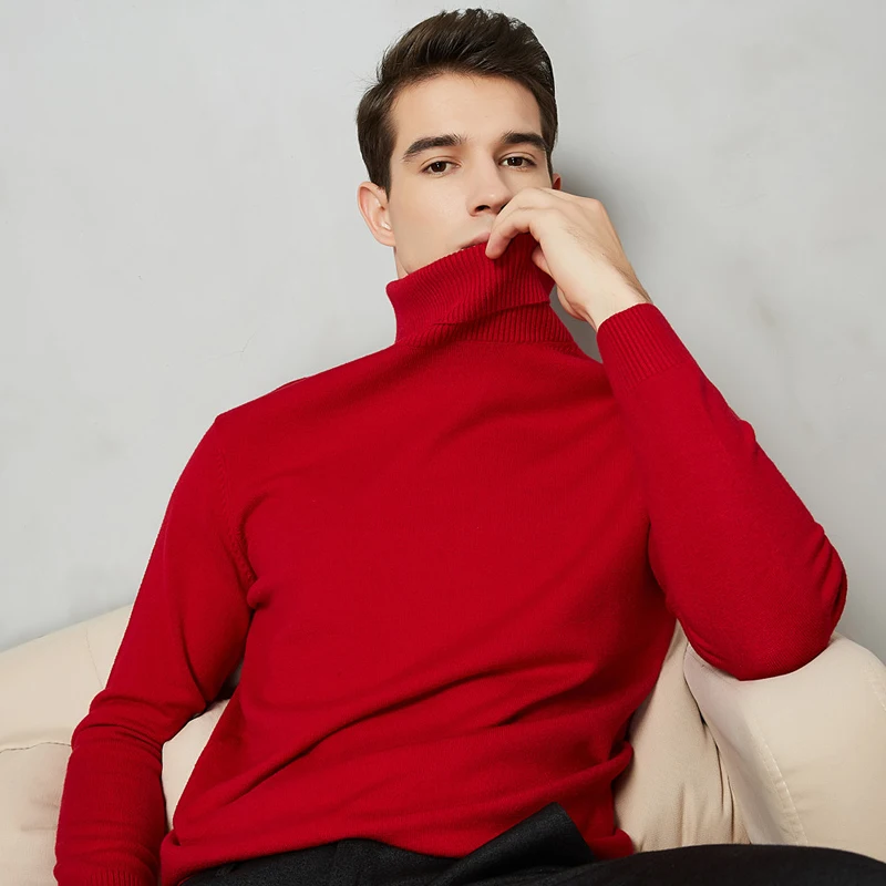 Men's Red Turtleneck Sweater | Red Turtleneck Sweater Men | Cotton Knitter  Pullovers - Pullovers - Aliexpress