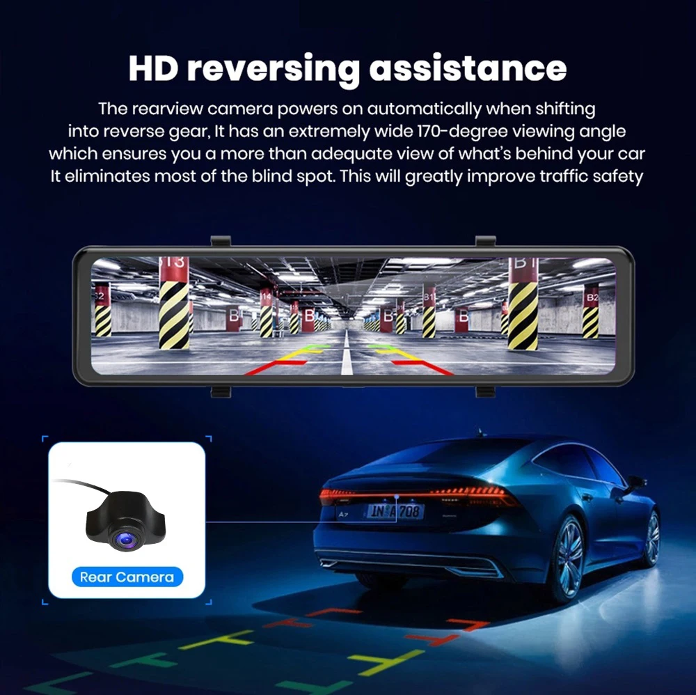 12 ''автомобиля Зеркало заднего вида авто Регистраторы 4G Android 8 1 зеркало