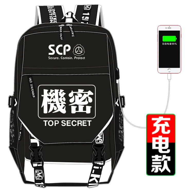 Style 15 SCP безопасный защищающий USB рюкзак, школьная сумка для женщин и мужчин, дорожные сумки для косплея, детей, подростков, студентов, школьные сумки, сумка для книг, подарок - Цвет: Style 15