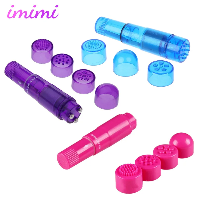 1PCS 4 Interchangeable Pocket Rocket Vibrator Mini Full Body Massager Relieve Stress Erotic Masturbator Sex Toys for Women