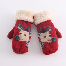 Теплые зимние перчатки с героями мультфильмов; рождественские подарки в виде лося; Плюшевые утепленные детские перчатки унисекс; варежки; модные аксессуары