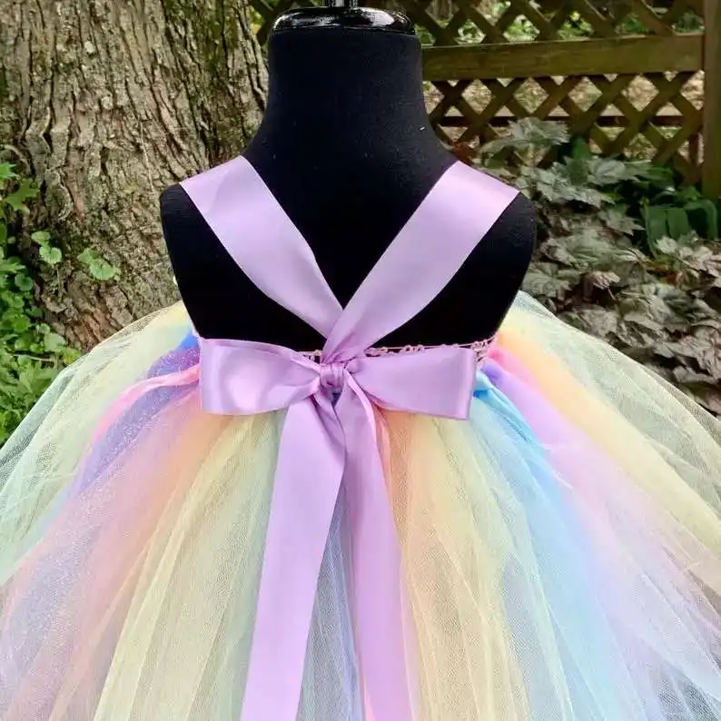 Pastel Arc En Ciel Fleur Princesse Robe Bebe Enfant En Bas Age Arc En Ciel Fleur Robes De Fete De Mariage Enfants Filles Vetements Aliexpress