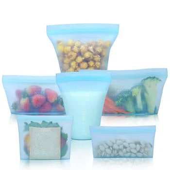

Food Container Silicone Bag BPA Free Cup Set Zip Lock Reusable Bag or Fruits Vegetables Snacks, Microwave Dish Freezer