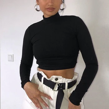 

Hollow Out O Neck tops womon cotton hollow out sexy tshirt bandage backless long sleeve top Harajuku slim bodycon streetwear