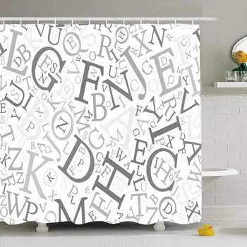 

Shower Curtain Set with Hooks 72x78 Graphic Modern Pattern Mosaic Lines Grey Idea Letters Poster Abstract Tile Design Textures