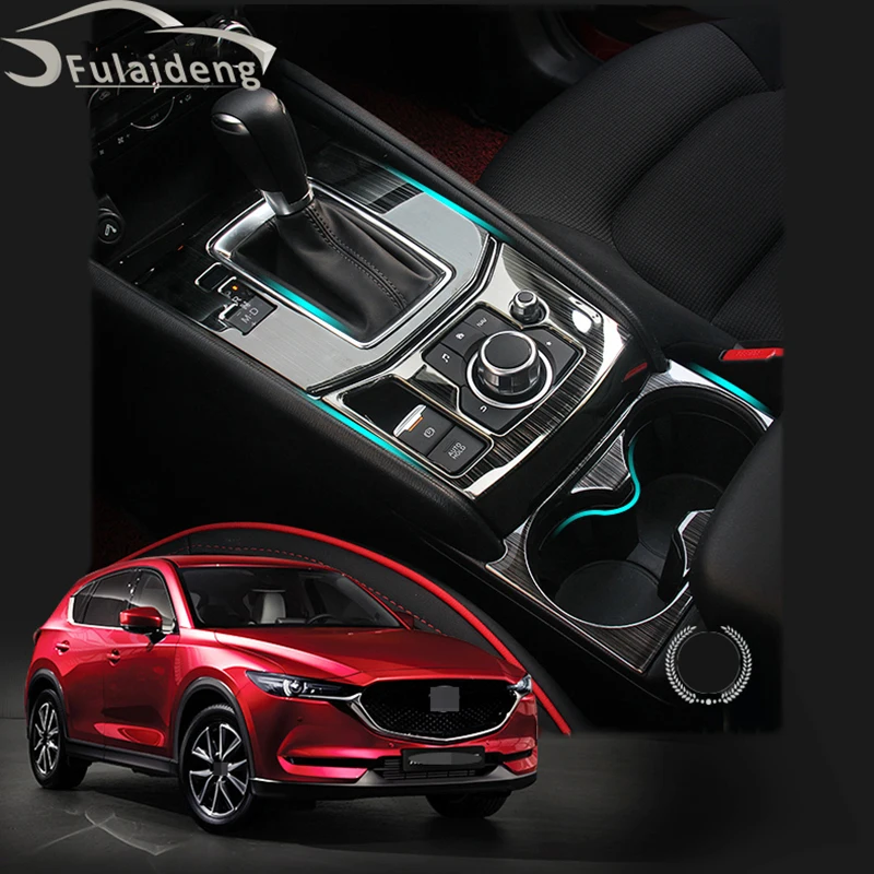 Для Mazda CX-5 CX5- Внутренняя Рамка переключения передач из нержавеющей стали+ держатель для стакана воды крышка панели отделка автомобильные аксессуары