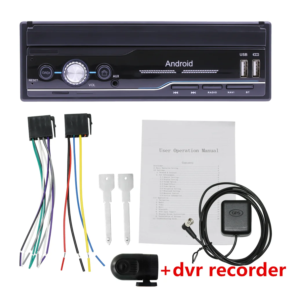 with Recorder 1 Din Android 8,1 gps навигация автомобильный мультимедийный плеер Wifi Авторадио сенсорный экран Автомагнитола Универсальный Автомобильный MP5 плеер FM AM USB - Цвет: with Recorder