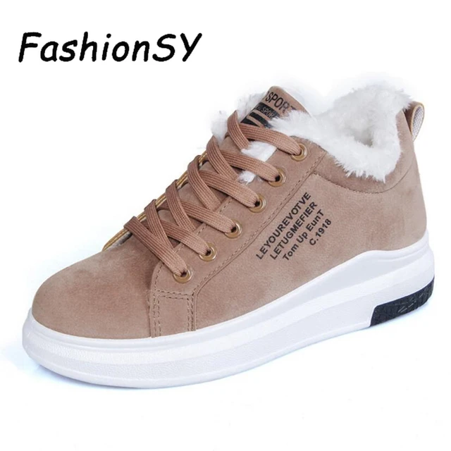 US $13.29 Cotton women Shoes 2019 Winter New Plus Velvet Cotton Sneaker Thick-Soled Warm Snow Boots Flat Casu
