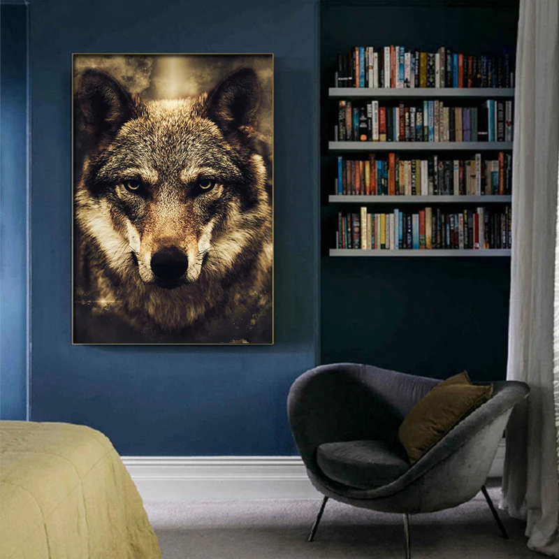 Canvas Painting Wolf Head Wild Animal Poster Wall Art Picture Nordic Style Living Room Decor Bedroom Home Decoration | Дом и сад