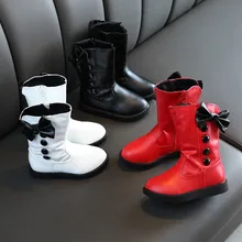 Ботинки для новорожденных девочек с бантом; зимние детские теплые ботинки средней высоты; ботинки принцессы; Bottine Fille; ботинки на молнии для малышей